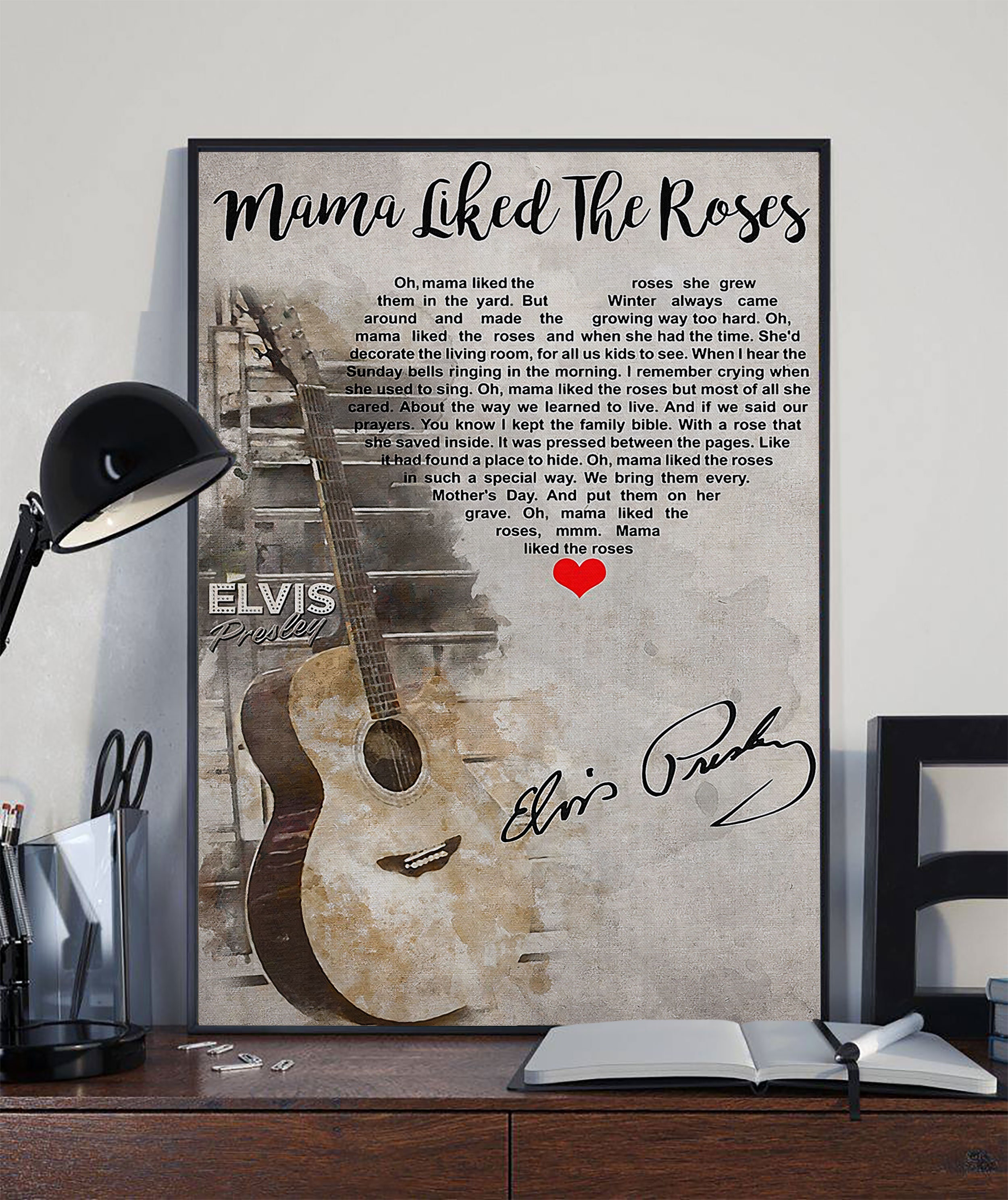 Elvis Presley Mama Liked The Roses Lyrics Poster From Elvis Etsy