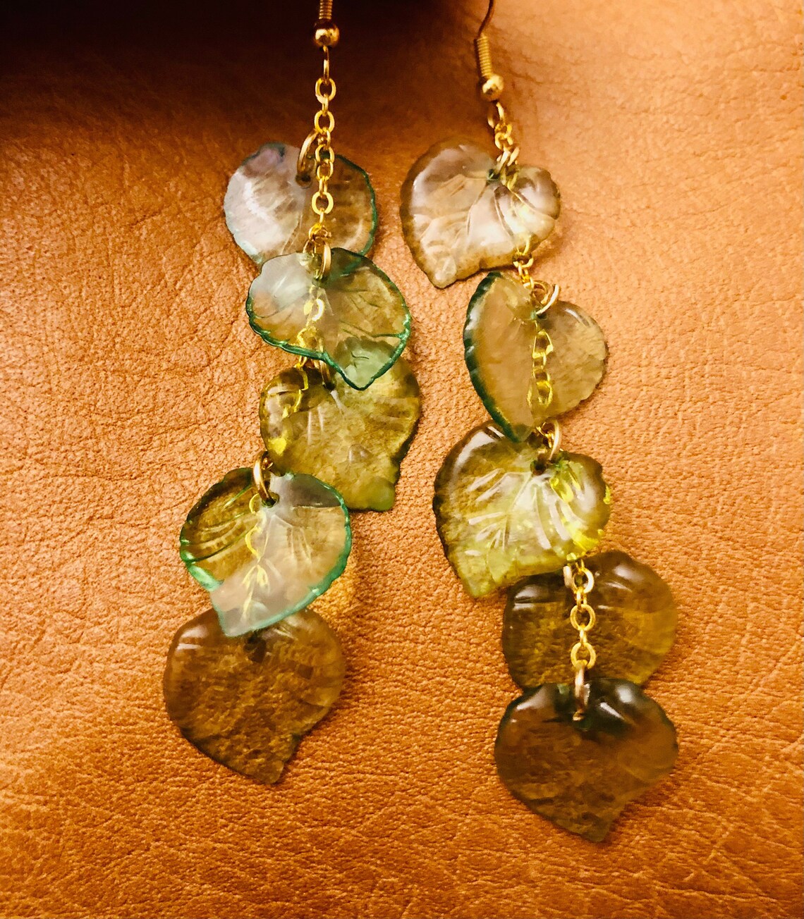 Green Leaf Earrings Cottagecore Mushroomcore Leaf Jewelry Etsy