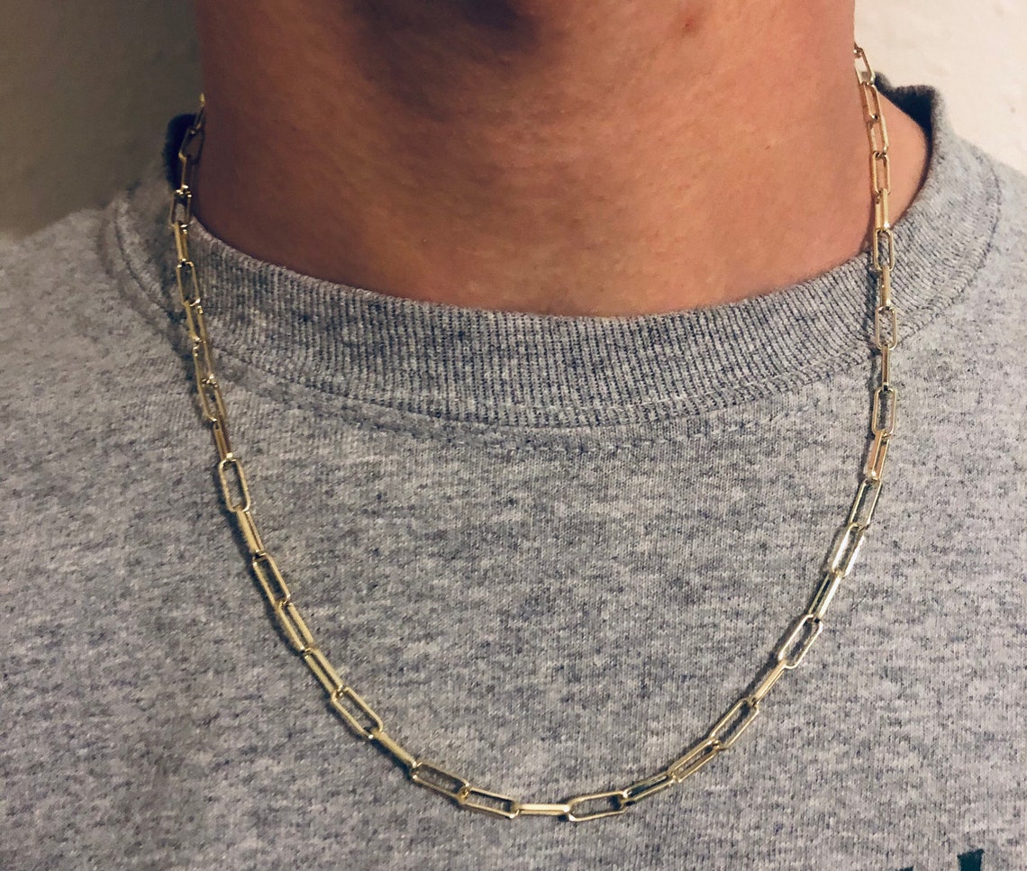 Gold Paper Clip Style Chain Necklace Alternative Jewelry for Etsy