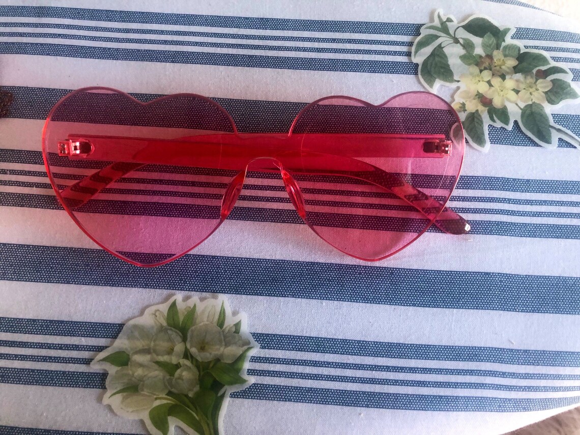 Pink Heart Sunglasses Retro Vintage Y2K Sunglasses for Summer Etsy