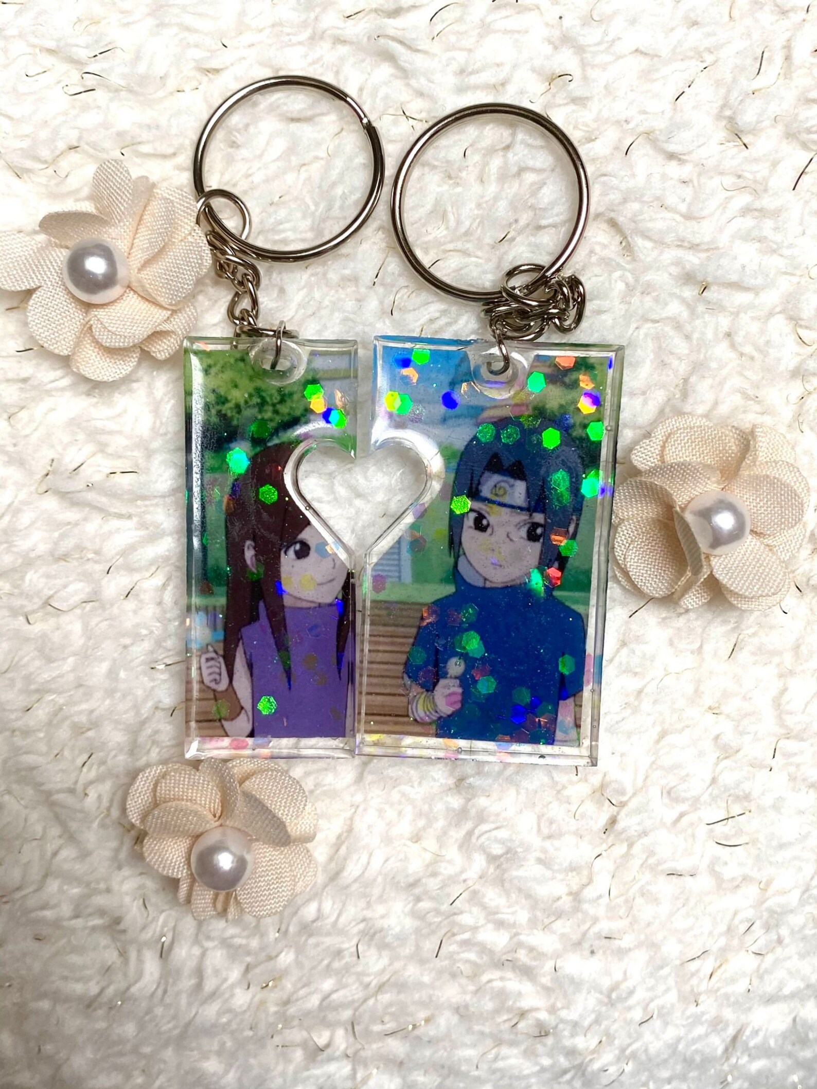 Set of 2 personalized anime keychain made of synthetic resin Etsy