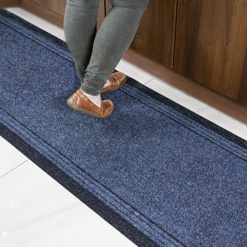 Anti Slip Hall Runner Hard Wearing Office Mats Navy Etsy