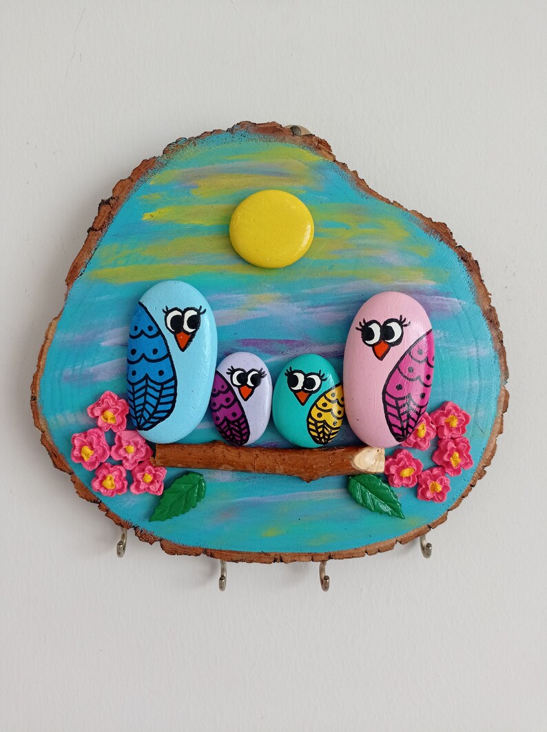 Personalized Modern Unique Wooden Key Holder, Ocean-rolled Painted ...