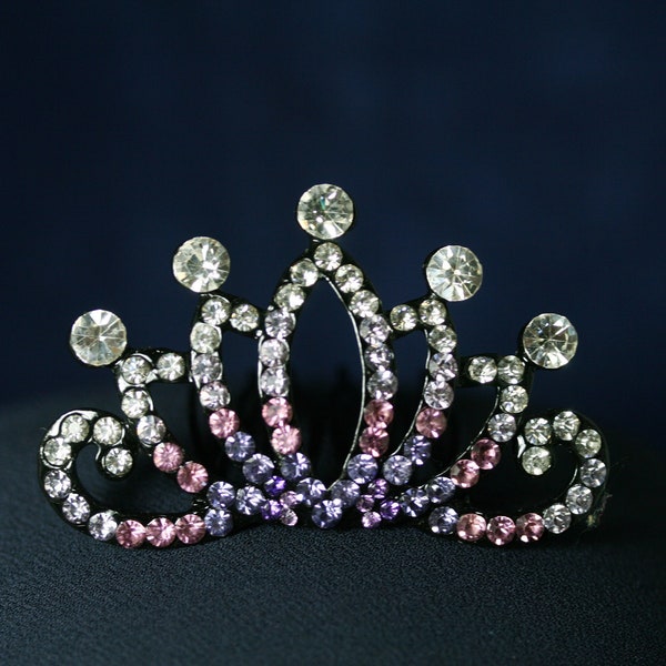 Princess Tiara Comb, Flower Girls Crystal Rhinestone Crown Hair Comb Hair Accessories, Bridal Tiara Combs Crown Birthday Gift for Girls