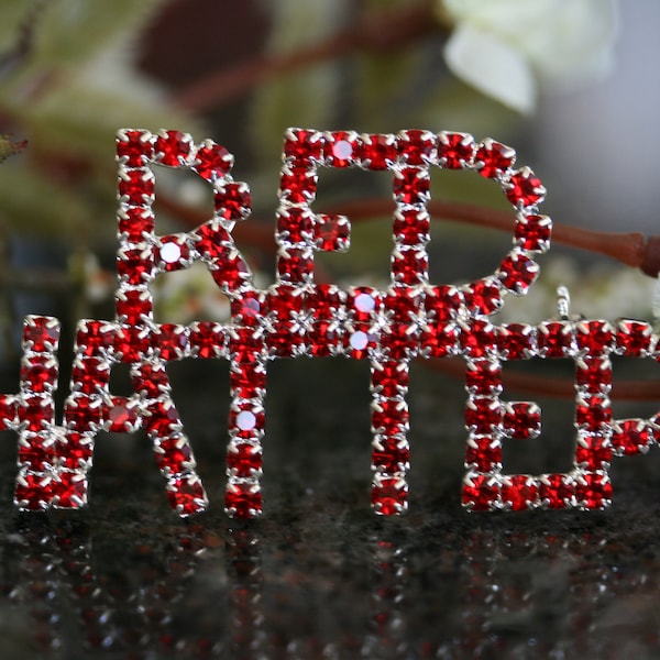 Red Hat Lady rhinestone pin brooch society, "Red Hatter" Word Brooch Rhinestone Red Hat Club Lapel Pin