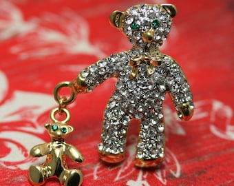 Rhinestone Bear Brooches For Women, Crystal Teddy Bear  Pin, Lovely Christmas Animal Brooch Pins Gifts