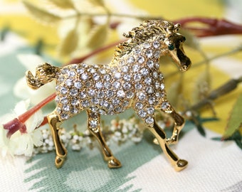 Strass ton or galop cheval broche cheval broches mode Costume broche bijoux cadeau