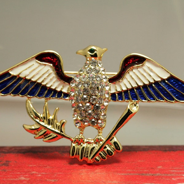 Coro Large Vintage Patriotic Eagle USA Figural Pin Brooch 4th July Patriotic Jewelry Gift