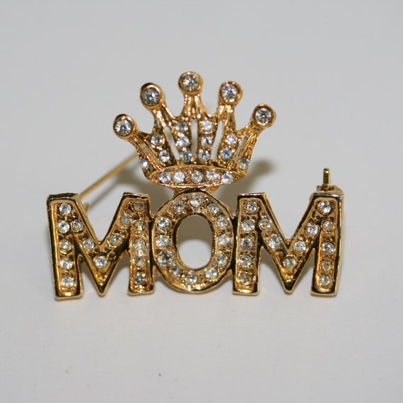 Mom Tiara Crown Rhinestone Pin Brooch Women s Crystal Jewelry