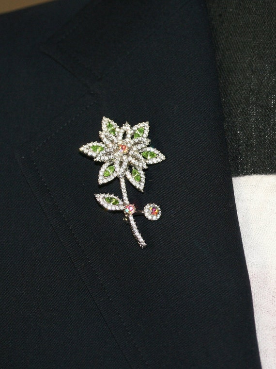 Vintage Rhinestone Daisy Flower Brooch Pin,  Crys… - image 8
