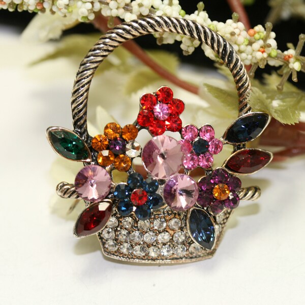 Flower Basket Brooch Etsy