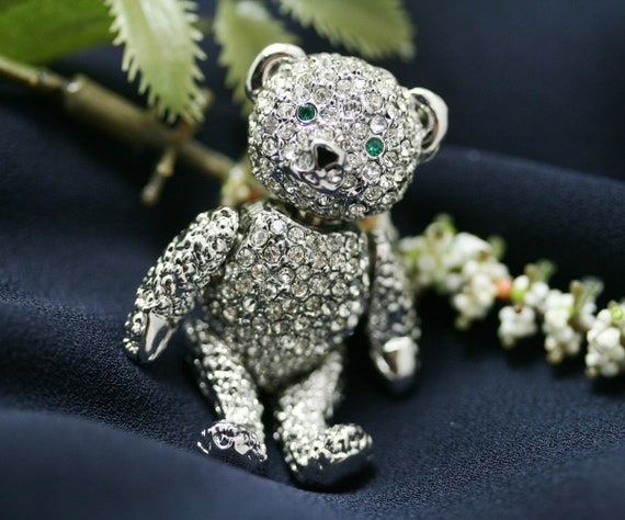 Articulated Rhinestone Teddy Bear Pin Pendant, Moveable Arms, Legs, and  Head - Etsy