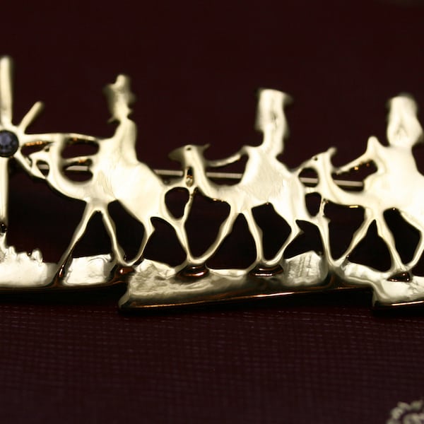 Vintage oro tono tres reyes magos broche pin, joyería de vacaciones, joyería de Navidad