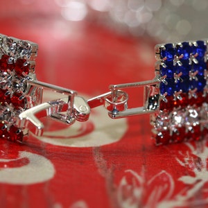 Dreuyet American Flag Rhinestone Bracelet Red White Blue