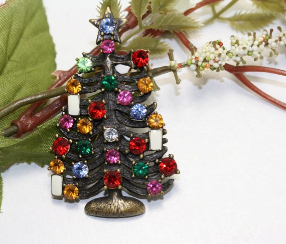 Brooches & Lapel Pins  Sparkly Multicolor Rhinestone Crystal Tree