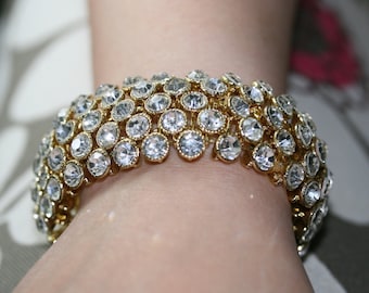 Tennis 5 Row Rhinestone Stretch Bracelets Bridal Evening Party Jewelry For Woman Bangle