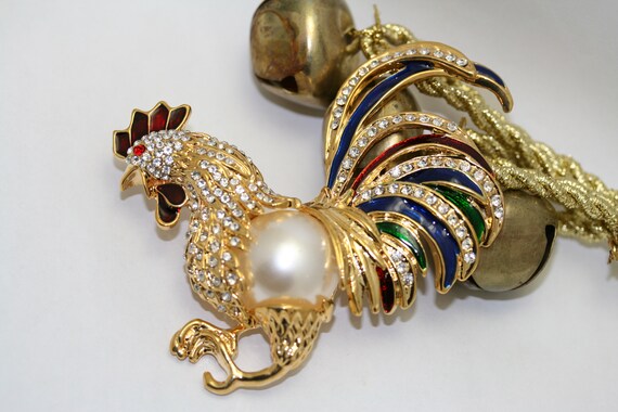 Large Vintage Fancy Rooster with Pave Rhinestones… - image 2