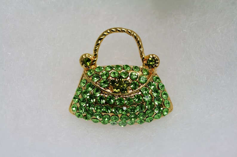 Crystal Women Basket Purse Handbag Trinket Brooch Pin, Rhinestone Women Purse Fashion Jewelry Gift, DIY Jewelry image 10