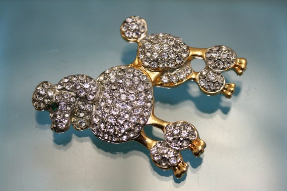 Rhinestone Posh Poodle Dog Brooch Crystal Dog pin - image 4