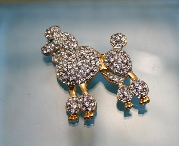 Rhinestone Posh Poodle Dog Brooch Crystal Dog pin - image 3