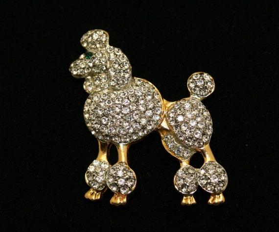 Rhinestone Posh Poodle Dog Brooch Crystal Dog pin - image 5