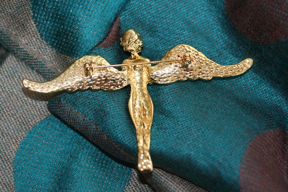 Vintage Flying Angel with Crystal USA Flag Wings … - image 3