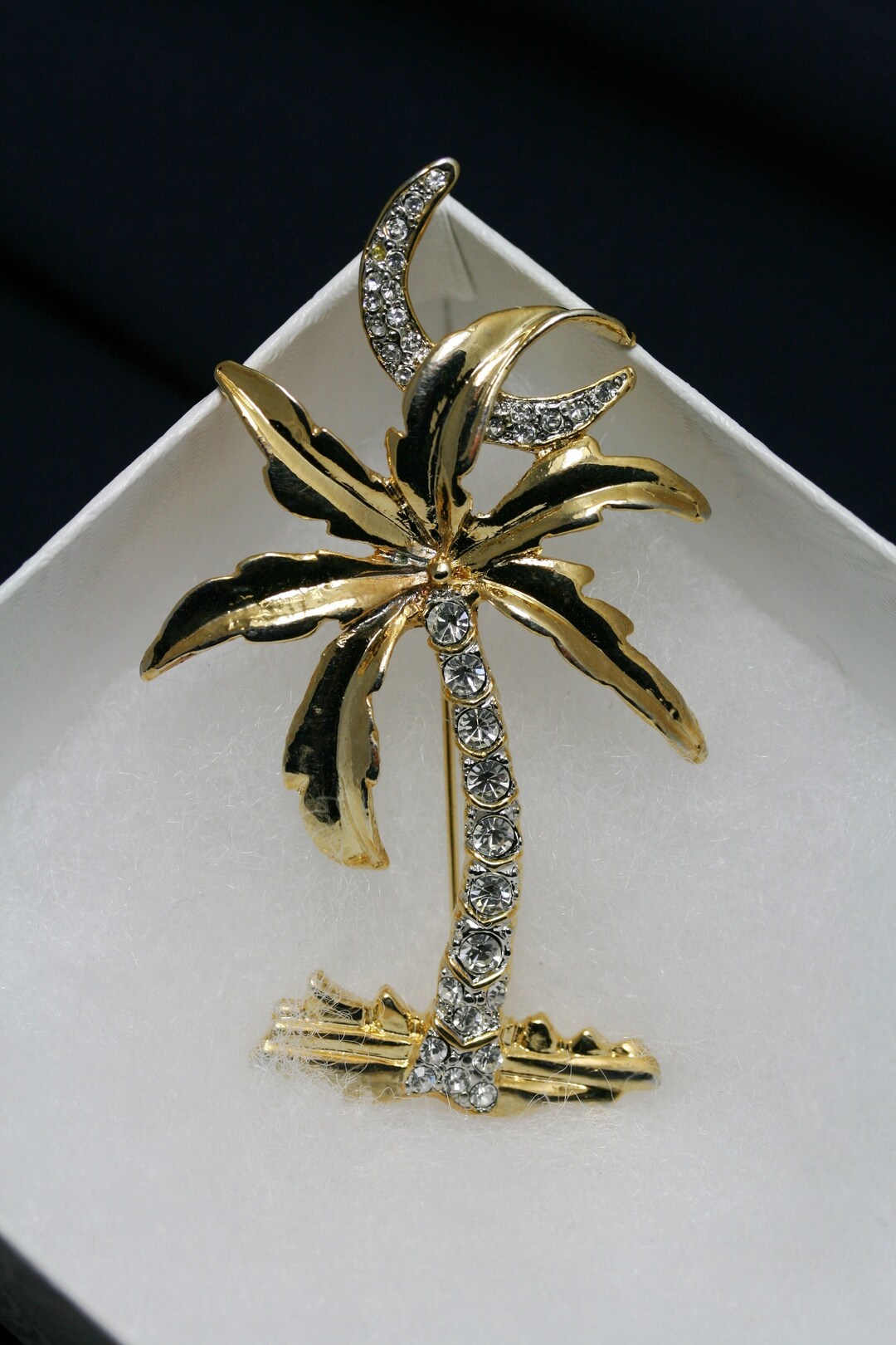 Vintage Rhinestone Palm Tree Pave Brooch Pin - Etsy