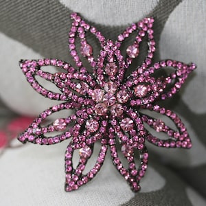 Pink Rhinestone Star Flower Brooch Pin, Bridal Brooch, Brooches Pins Wedding, Crystal Broaches Women