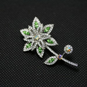 Vintage Rhinestone Daisy Flower Brooch Pin,  Crystal Flower Brooch Pin