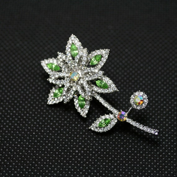 Vintage Rhinestone Daisy Flower Brooch Pin,  Crys… - image 1