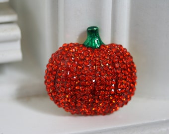 Rhinestone Fall Autumn Cornucopia Halloween Thanksgiving Pumpkin Pin  Brooch, Holiday Fashion Costume Jewelry