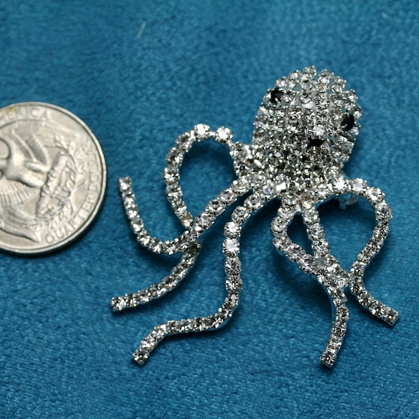 Luxury Sea Animal Brooches, Crystal Rhinestone Octopus Brooch Pin For Women, Sea Creature Broach