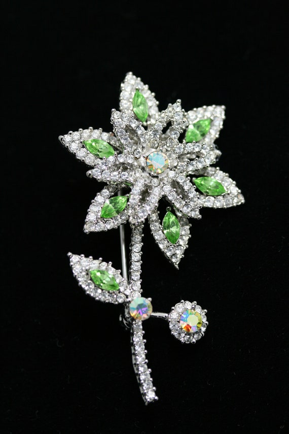 Vintage Rhinestone Daisy Flower Brooch Pin,  Crys… - image 5