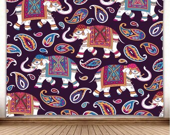 Tapestry Elephants Wall Hanging Decor 60 x 51 - Art Depot