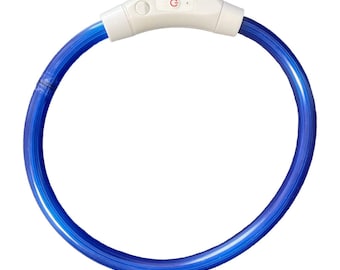 LED Dog Collar (Blue) USB Rechargeable Light Up Dog Collars Night Safety
