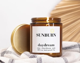 Handhällt kokos-sojavaxljus | Solljus i ett ljus | Premiumljus med långvarigt, rent brinnande | Giftfritt lyxljus | Daydream