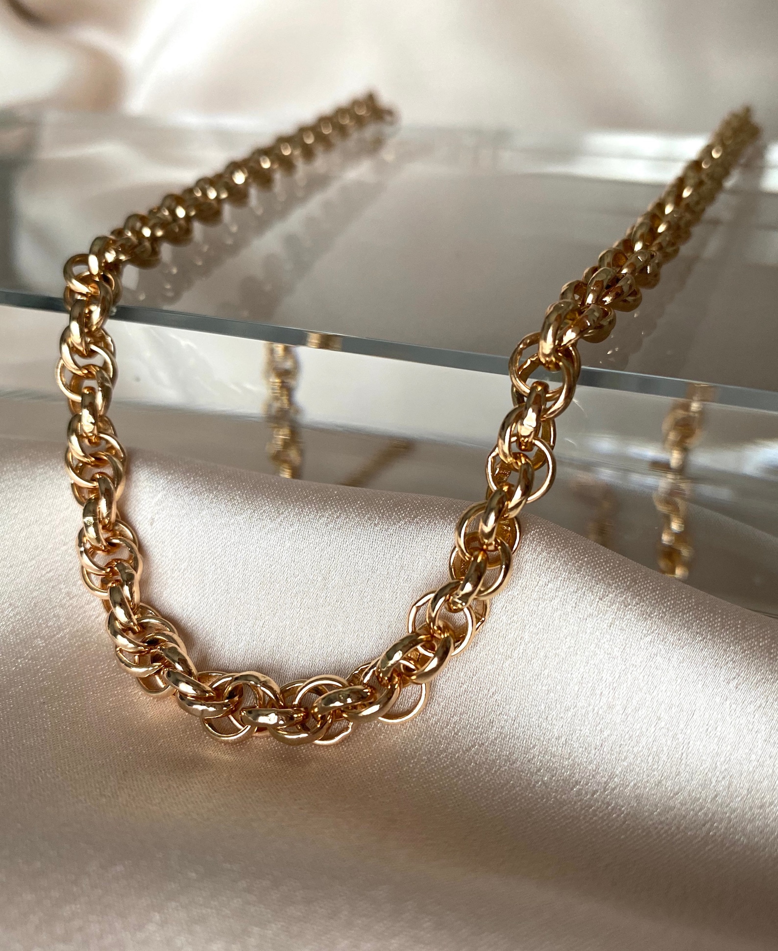 18k Gold Plated Chain Necklace Gold Vintage Jewelry Herringbone how-much-is-my-gold-jewelry-worth