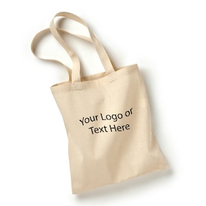 Premium Custom Embroidered Text or Logo Large Canvas Tote Bag