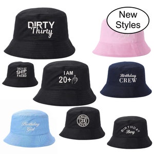 Embroidered Birthday Bucket Hat Adult Men's Women