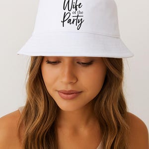 Chic Custom Bride Squad Bucket Hat - Black & White Embroidered