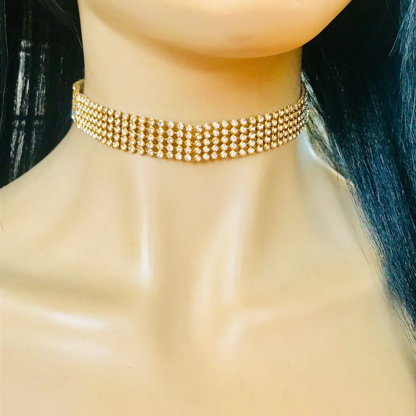 Rhinestone Choker Etsy