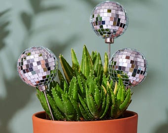 Disco Trio - Set of x3 - 3" Disco Ball Decorative Plant Stakes