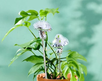 Disco Mushrooms Duo - Disco Ball Decorative Plant Stakes