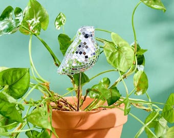 Disco Birdie - Disco Ball Decorative Plant Stakes