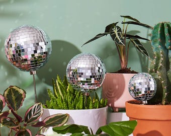 Disco Fam - Set of x3 Disco Ball Decorative Plant Stakes