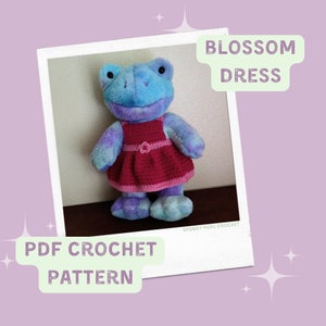 Blossom Dress Pattern - Crochet Pattern - Build a Bear Dress Overalls - Stuffed Animal Clothes - BAB Outfit - DIY Clothing - Barbie - Pink