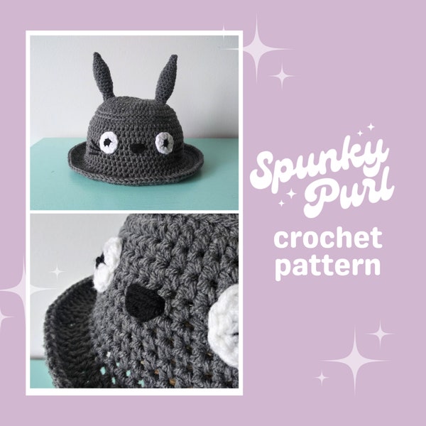 Totoro Hat Pattern - Totoro Crochet Hat - Bucket Hat - Anime - Studio Ghibli - Kawaii -  Easy Crochet Pattern - DIY - How To - Tutorial