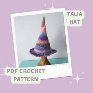 Talia Hat Pattern - Classic Witch Hat Pattern - Crochet Pattern - Witch Hat Crochet - Halloween Crochet Pattern - Costume Pattern