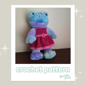 Blossom Dress - Crochet Pattern - Bear Doll Sun Dress - Stuffed Animal Clothes - Frog Outfit - DIY Clothing - Barbie - Pink - Flower Girl