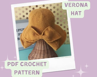 Verona Hat Pattern - Sun Hat Crochet Hat - Wide Brim Hat Crochet Pattern - Crochet Pattern - Easy Crochet Pattern - Crochet Hat Pattern